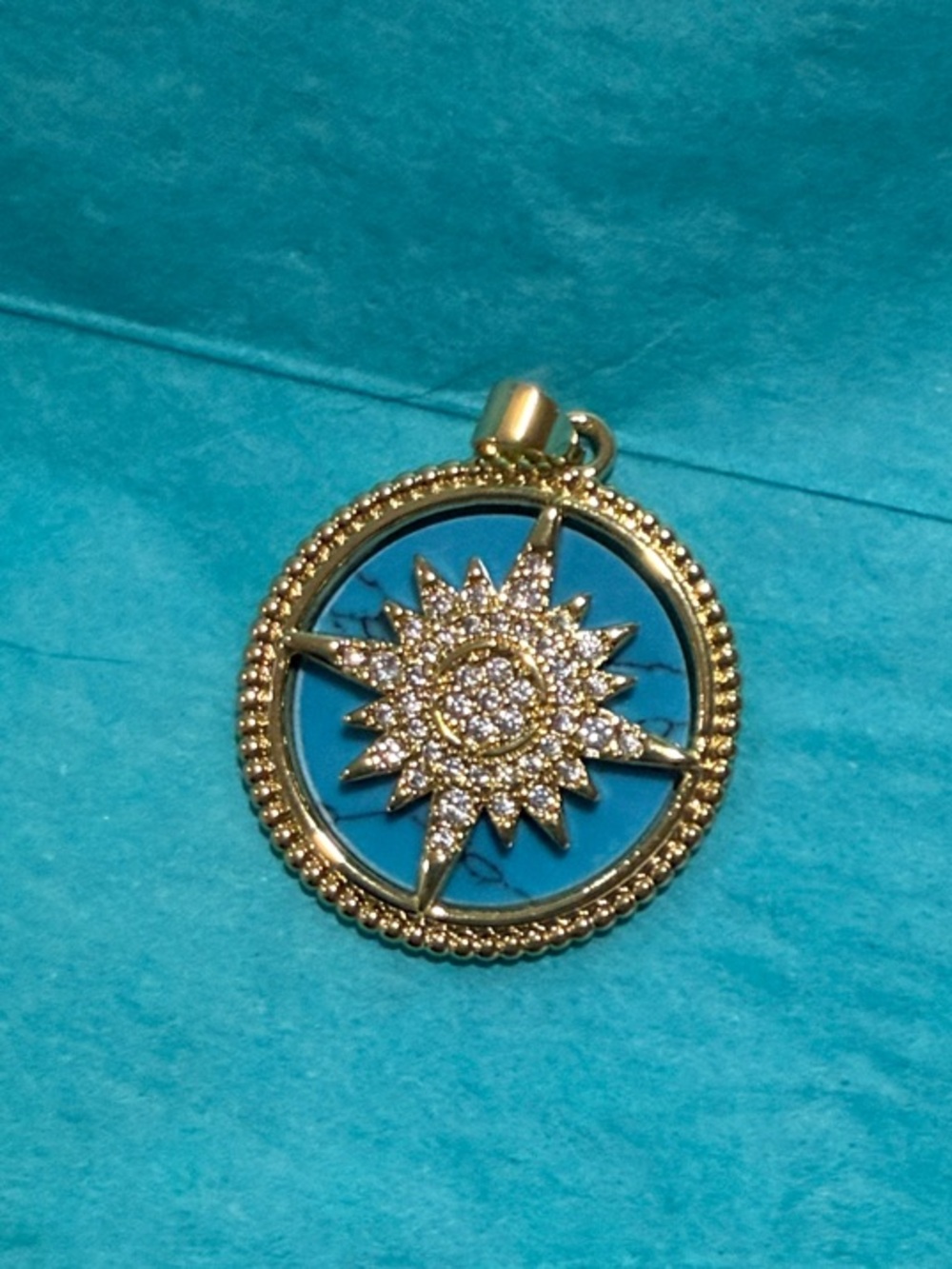 Gold-Tone Turquoise Sunburst Pendant